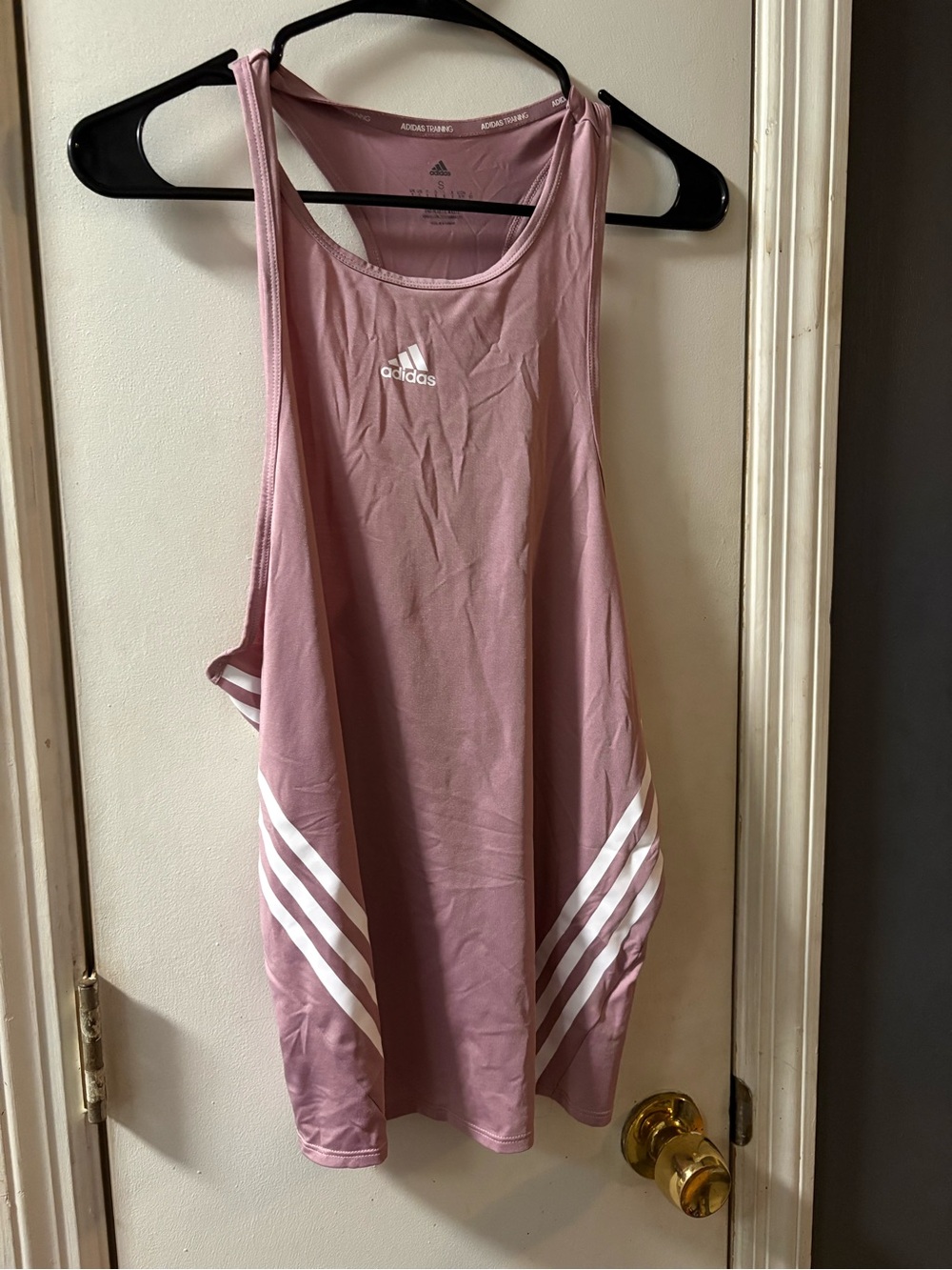 adidas Pink Racerback Tank with White Stripes size small